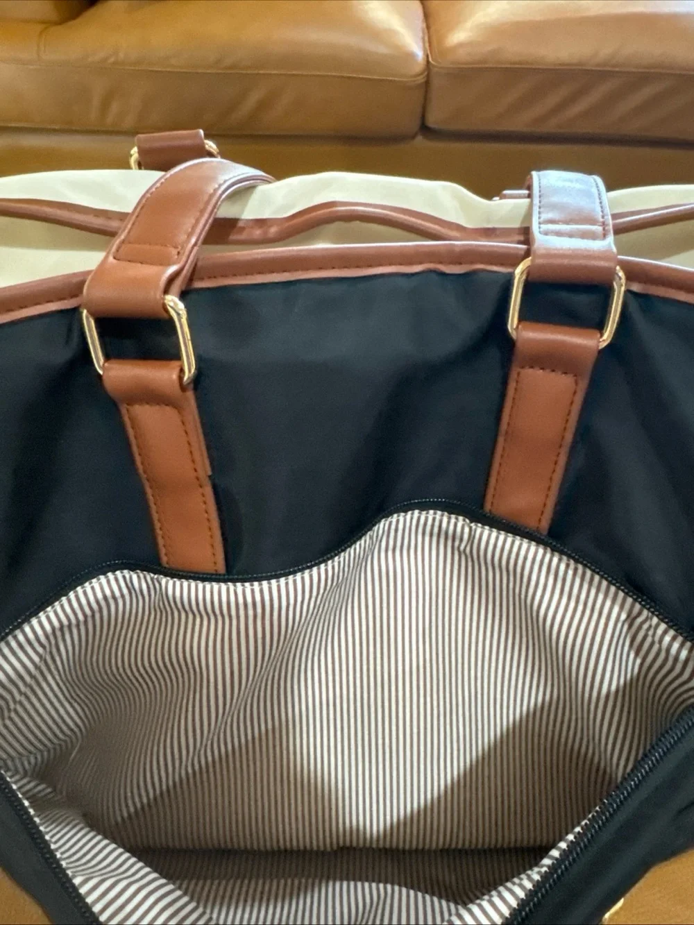 Lovevook Laptop Tote Bag Black Cream Multi Pocket Work Travel Fits 15.6” Laptop